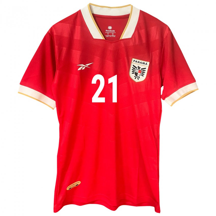 Női Panama Nicole De Obaldía #21 Piros Hazai Jersey 24-26 Mez Póló Ing