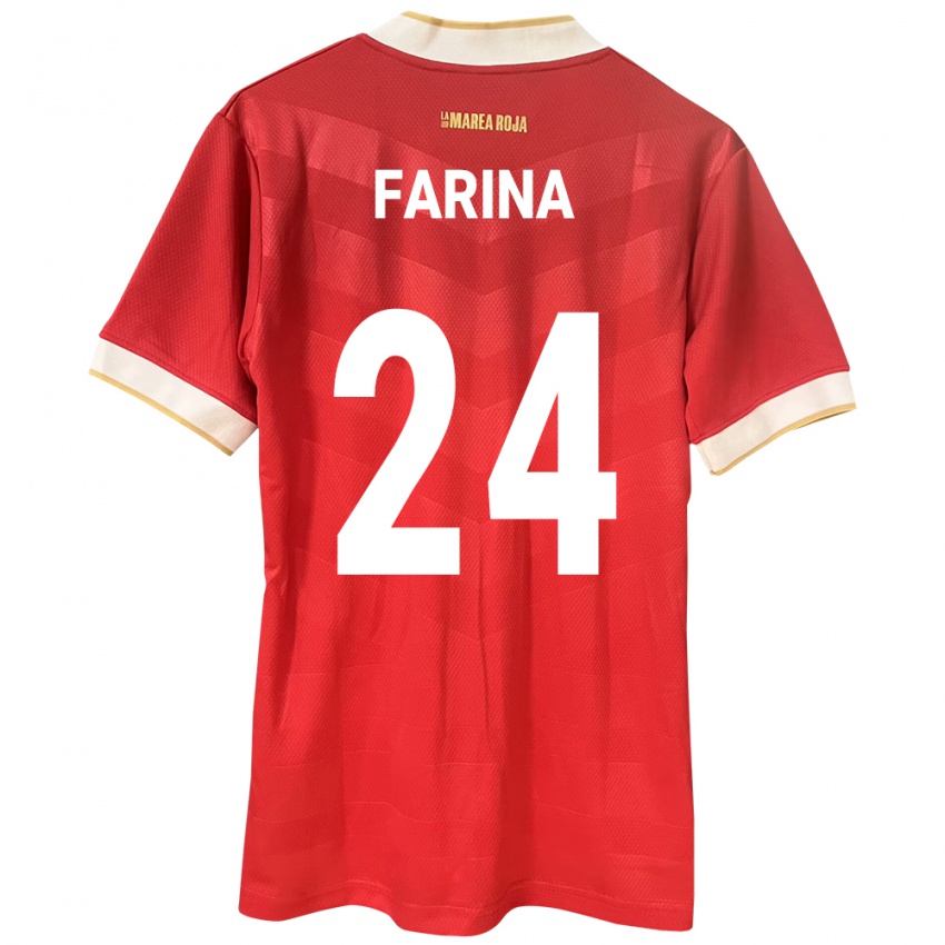 Női Panama Edgardo Fariña #24 Piros Hazai Jersey 24-26 Mez Póló Ing