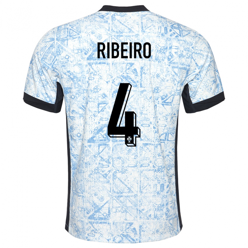 Női Portugália Ricardo Ribeiro #4 Krémkék Idegenbeli Jersey 24-26 Mez Póló Ing