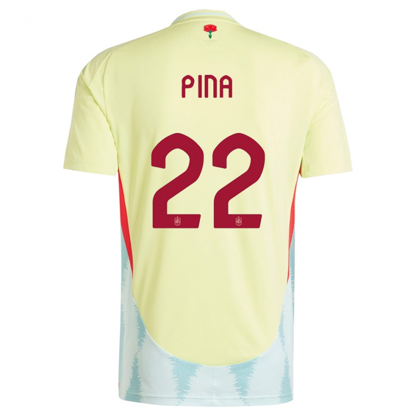 Női Spanyolország Claudia Pina #22 Sárga Idegenbeli Jersey 24-26 Mez Póló Ing