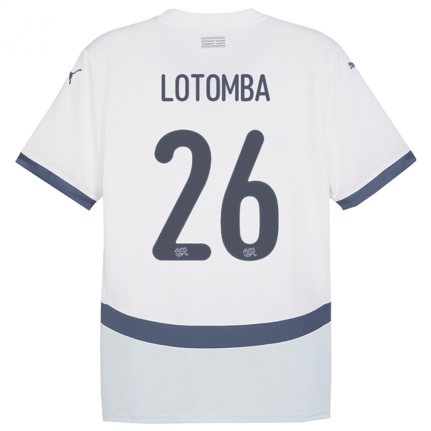 Női Svájc Jordan Lotomba #26 Fehér Idegenbeli Jersey 24-26 Mez Póló Ing