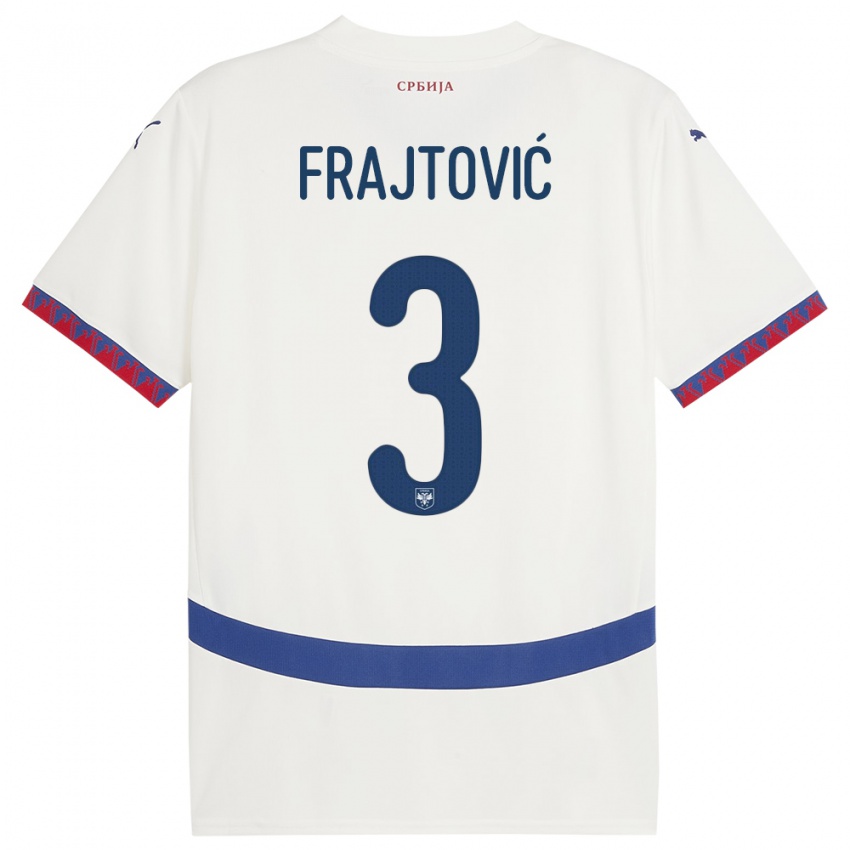 Női Szerbia Andela Frajtovic #3 Fehér Idegenbeli Jersey 24-26 Mez Póló Ing