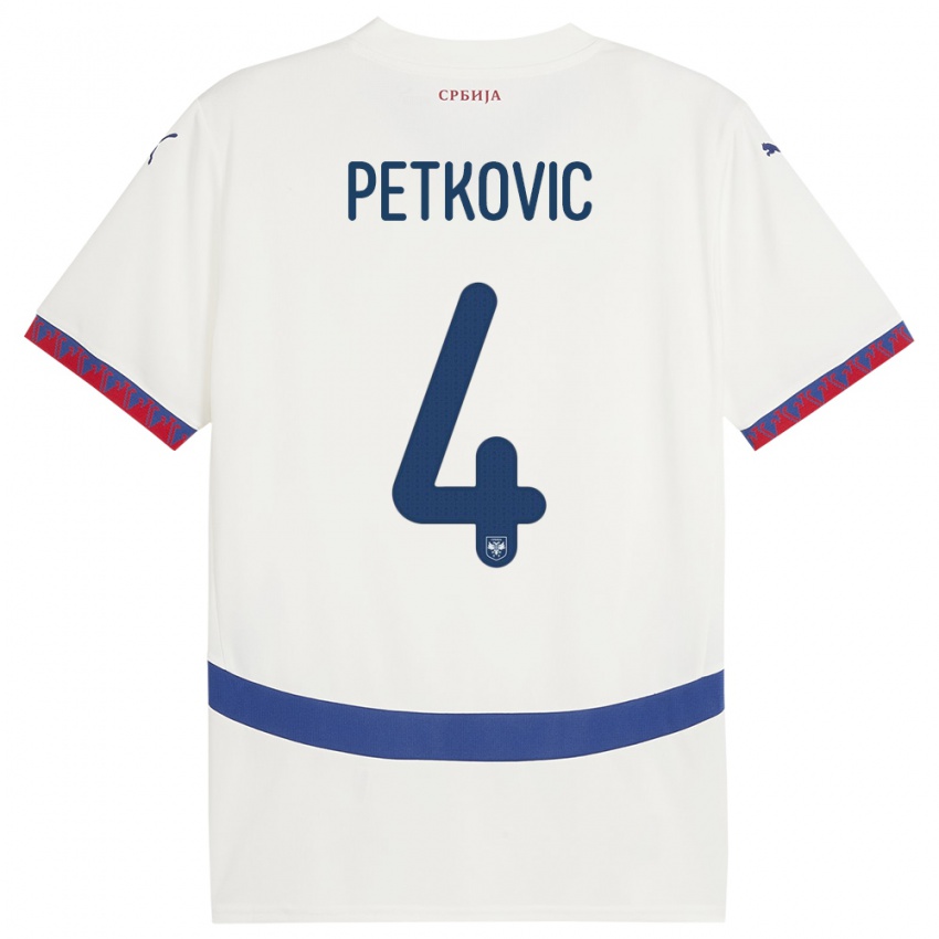 Női Szerbia Nikola Petkovic #4 Fehér Idegenbeli Jersey 24-26 Mez Póló Ing