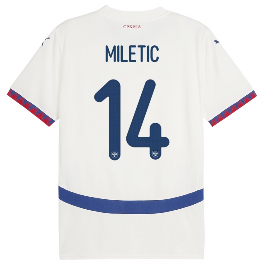 Női Szerbia Vladimir Miletic #14 Fehér Idegenbeli Jersey 24-26 Mez Póló Ing