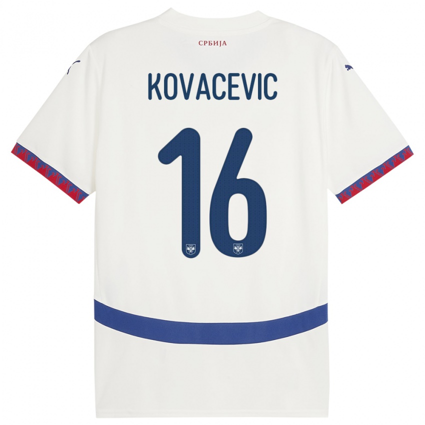 Női Szerbia Bojan Kovacevic #16 Fehér Idegenbeli Jersey 24-26 Mez Póló Ing