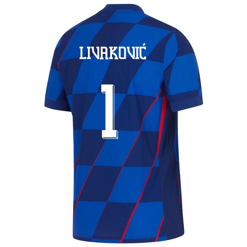 Női Horvátország Dominik Livakovic #1 Kék Idegenbeli Jersey 24-26 Mez Póló Ing