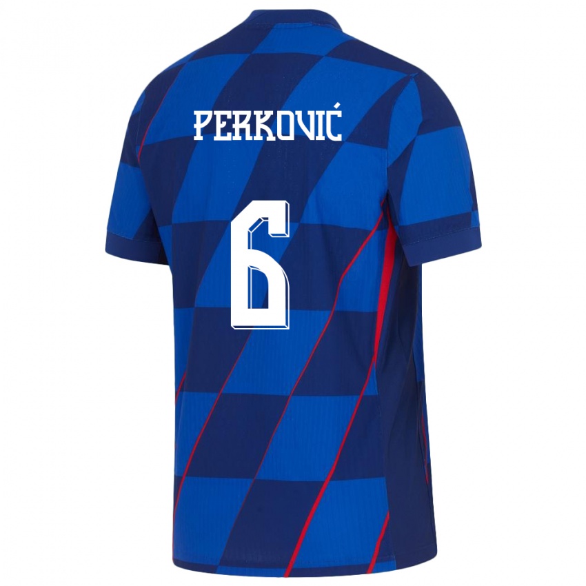 Női Horvátország Mauro Perkovic #6 Kék Idegenbeli Jersey 24-26 Mez Póló Ing