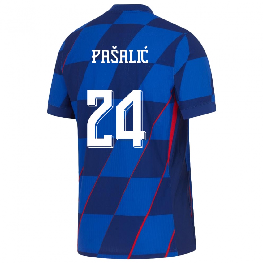 Női Horvátország Marco Pasalic #24 Kék Idegenbeli Jersey 24-26 Mez Póló Ing