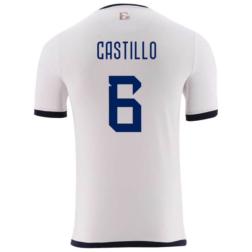 Női Ecuador Byron Castillo #6 Fehér Idegenbeli Jersey 24-26 Mez Póló Ing