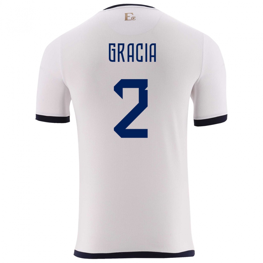 Női Ecuador Ericka Gracia #2 Fehér Idegenbeli Jersey 24-26 Mez Póló Ing