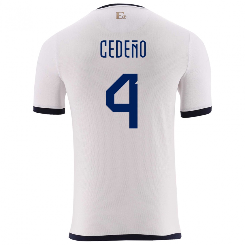 Női Ecuador Stefany Cedeno #4 Fehér Idegenbeli Jersey 24-26 Mez Póló Ing