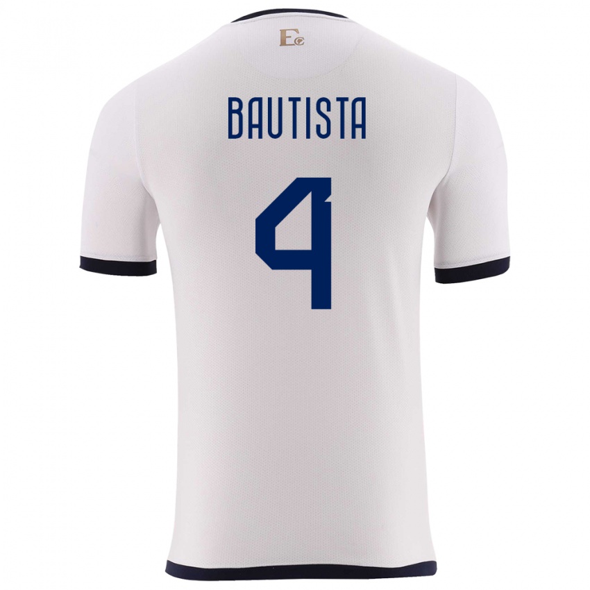 Női Ecuador Davis Bautista #4 Fehér Idegenbeli Jersey 24-26 Mez Póló Ing