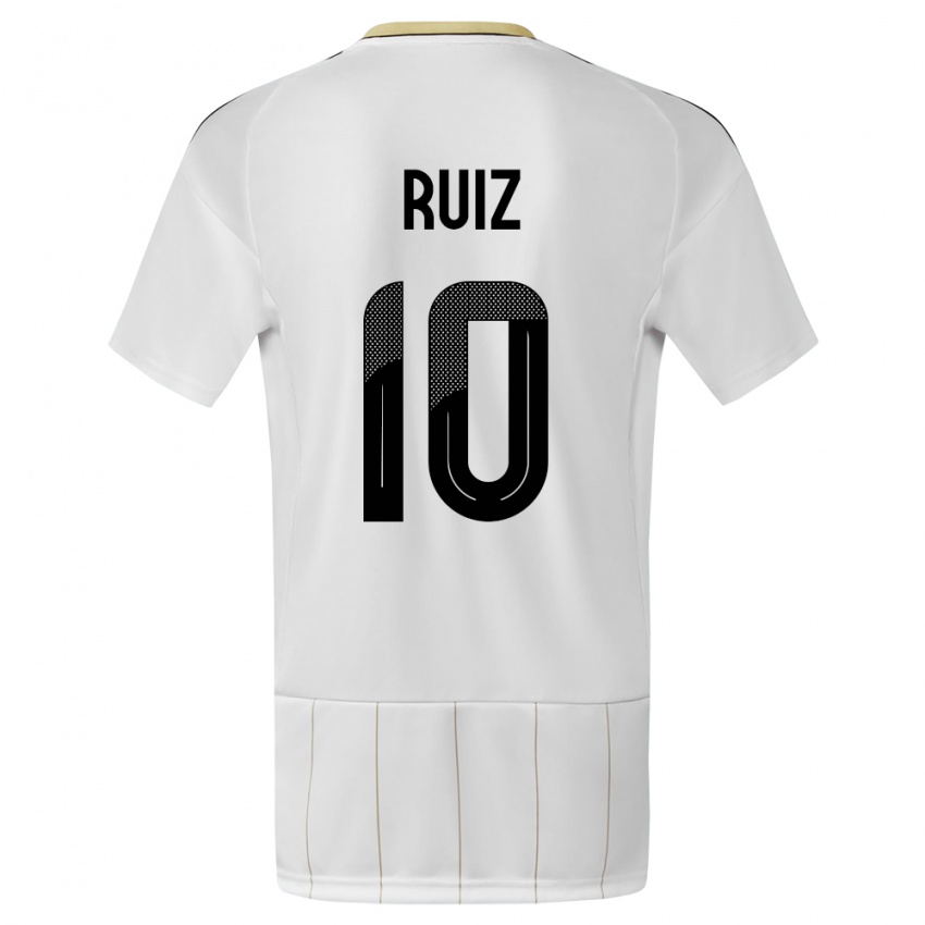 Női Costa Rica Bryan Ruiz #10 Fehér Idegenbeli Jersey 24-26 Mez Póló Ing