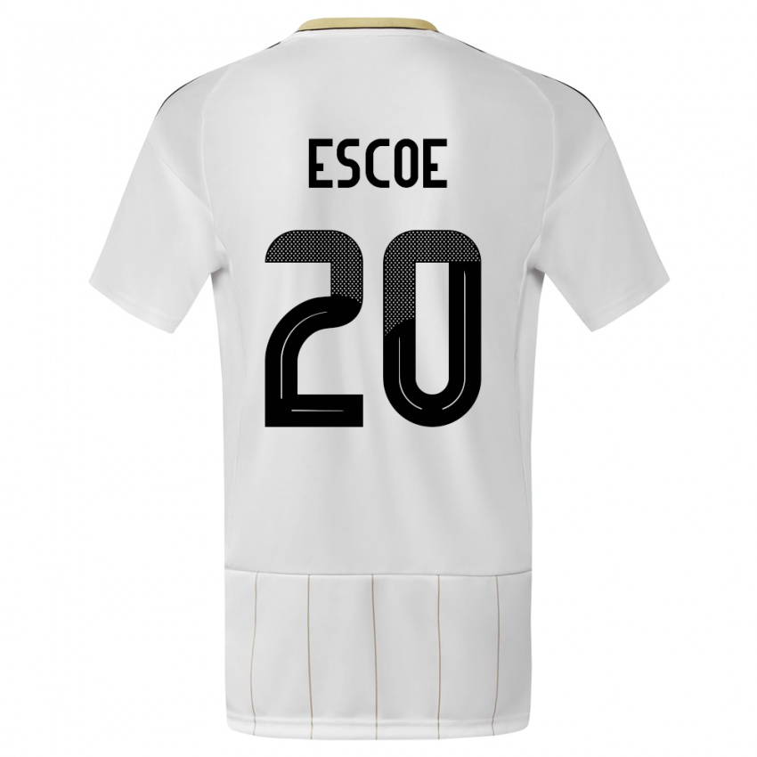 Női Costa Rica Enyel Escoe #20 Fehér Idegenbeli Jersey 24-26 Mez Póló Ing