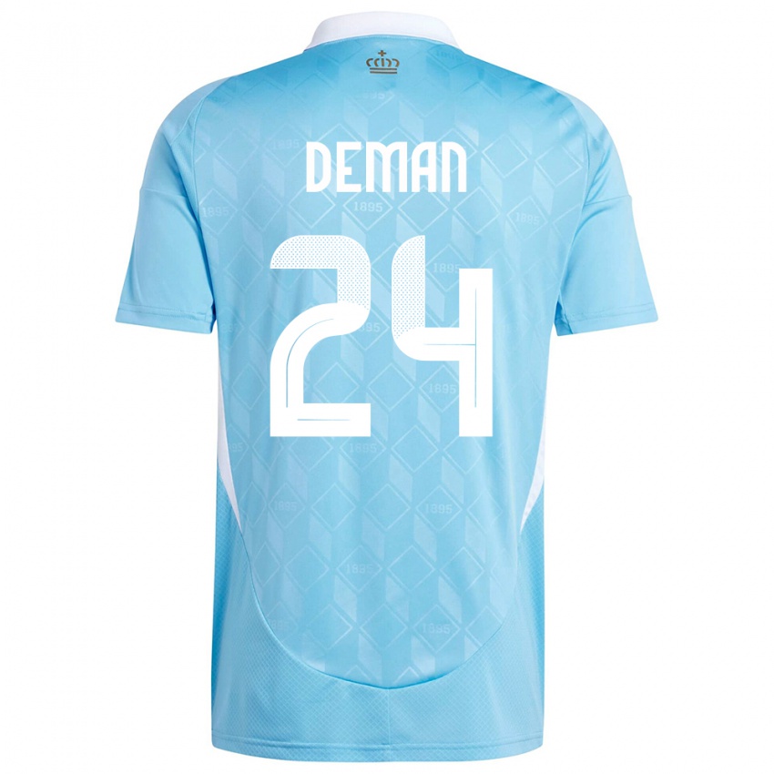 Női Belgium Olivier Deman #24 Kék Idegenbeli Jersey 24-26 Mez Póló Ing