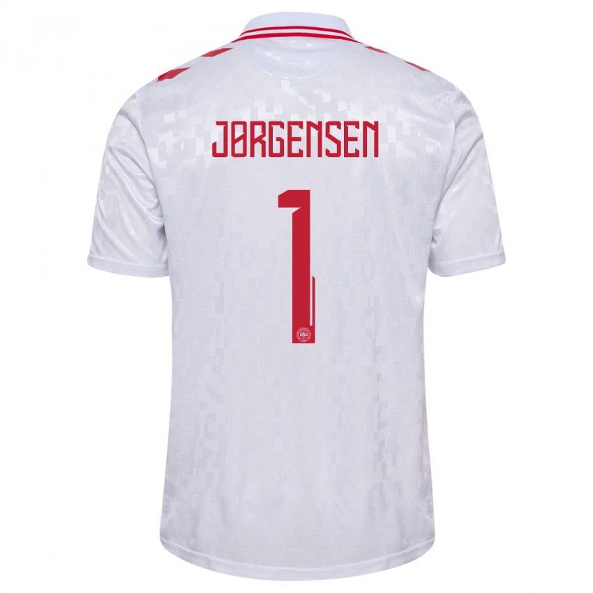 Női Dánia Filip Jørgensen #1 Fehér Idegenbeli Jersey 24-26 Mez Póló Ing