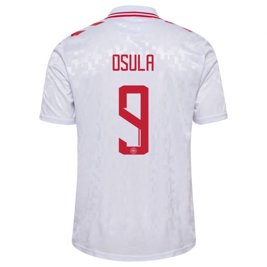 Női Dánia William Osula #9 Fehér Idegenbeli Jersey 24-26 Mez Póló Ing