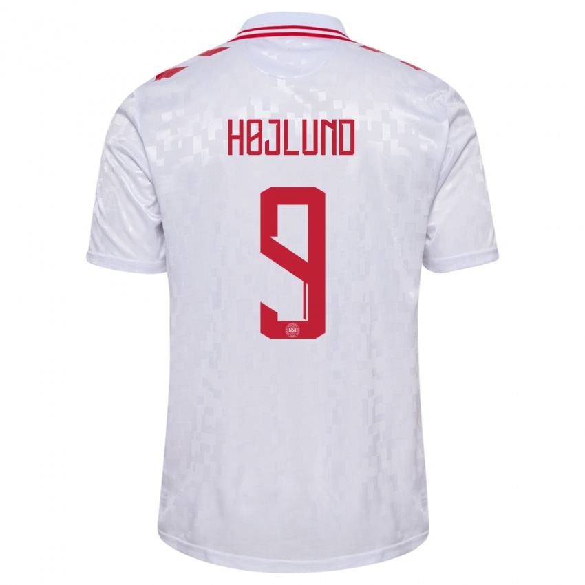 Női Dánia Emil Højlund #9 Fehér Idegenbeli Jersey 24-26 Mez Póló Ing