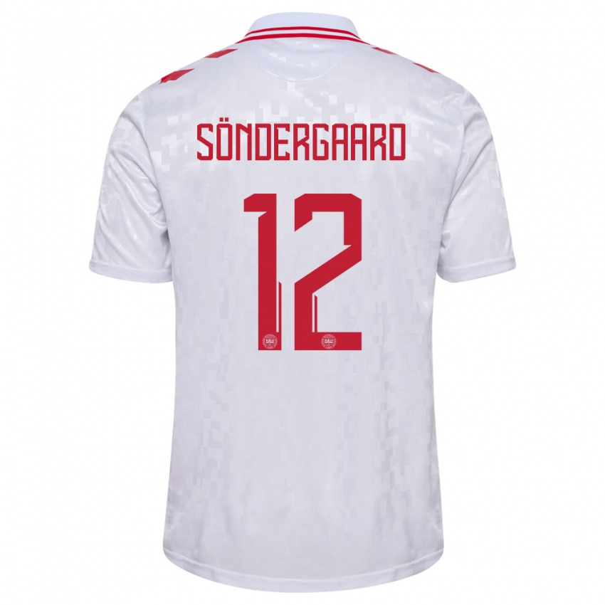 Női Dánia Philip Söndergaard #12 Fehér Idegenbeli Jersey 24-26 Mez Póló Ing