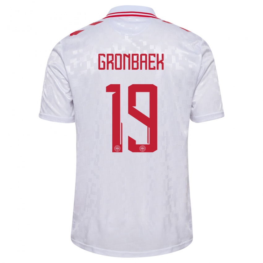 Női Dánia Albert Gronbaek #19 Fehér Idegenbeli Jersey 24-26 Mez Póló Ing