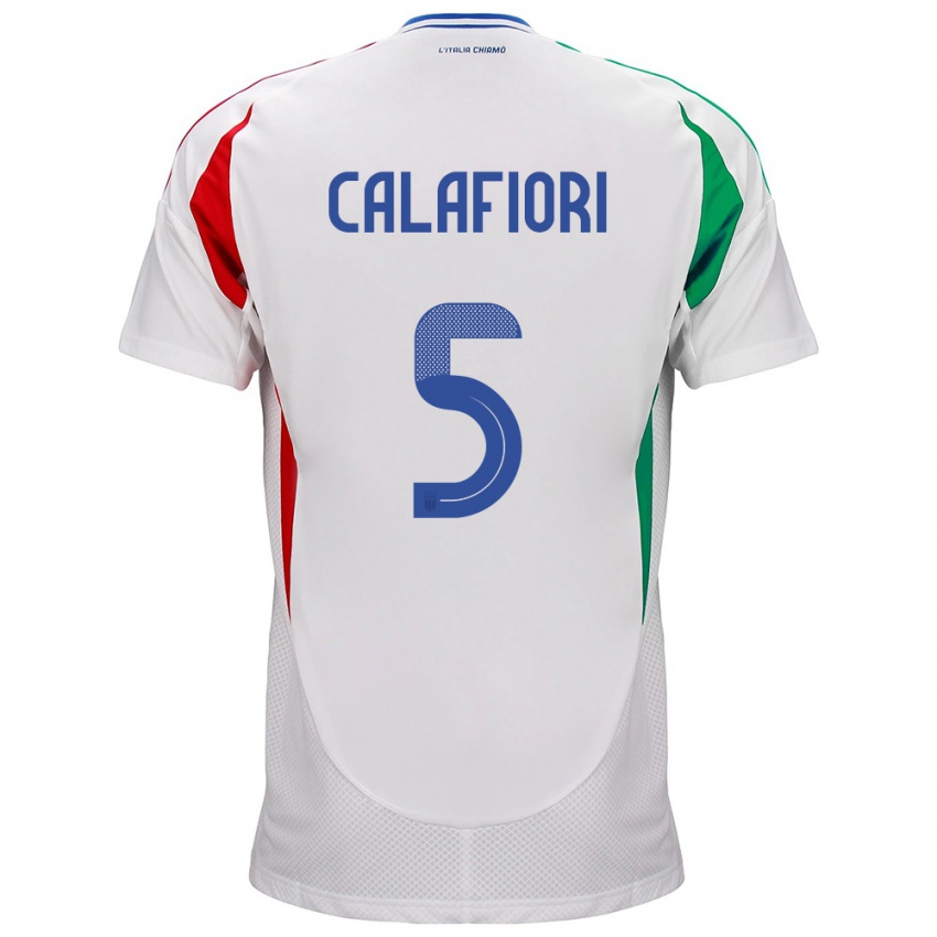 Női Olaszország Riccardo Calafiori #5 Fehér Idegenbeli Jersey 24-26 Mez Póló Ing