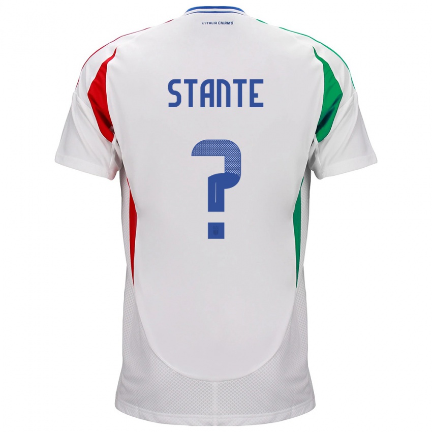 Női Olaszország Francesco Stante #0 Fehér Idegenbeli Jersey 24-26 Mez Póló Ing