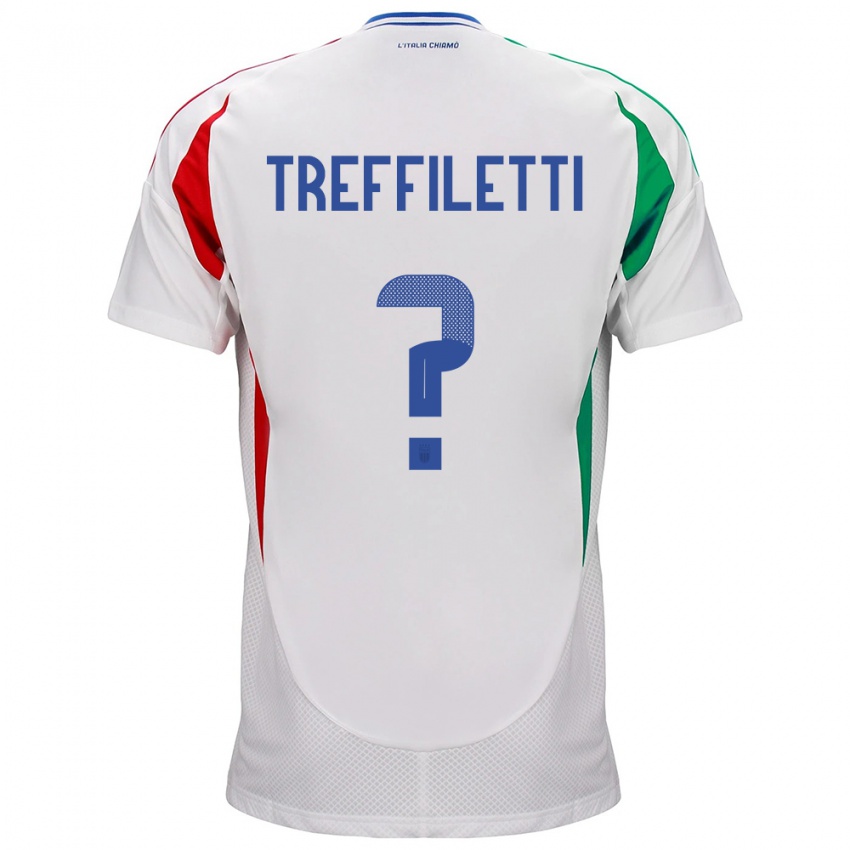 Női Olaszország Danilo Treffiletti #0 Fehér Idegenbeli Jersey 24-26 Mez Póló Ing