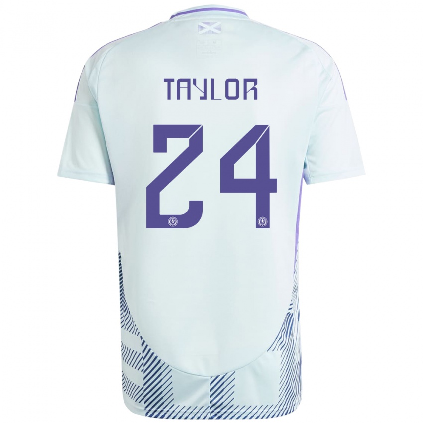 Női Skócia Greg Taylor #24 Világos Menta Kék Idegenbeli Jersey 24-26 Mez Póló Ing