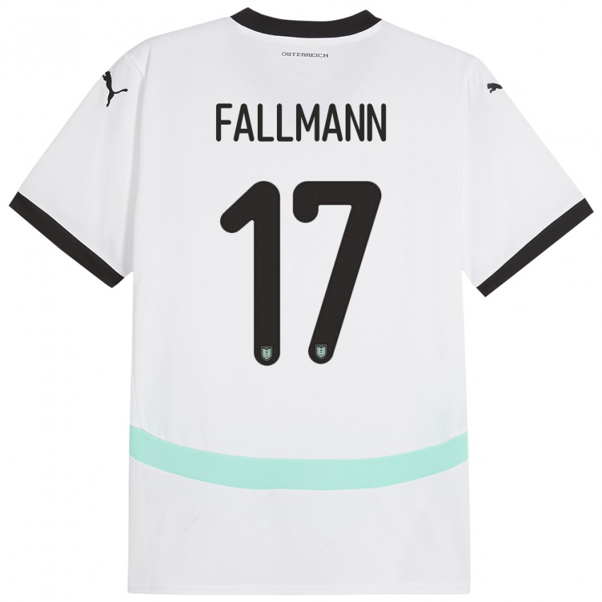 Női Ausztria Pascal Fallmann #17 Fehér Idegenbeli Jersey 24-26 Mez Póló Ing