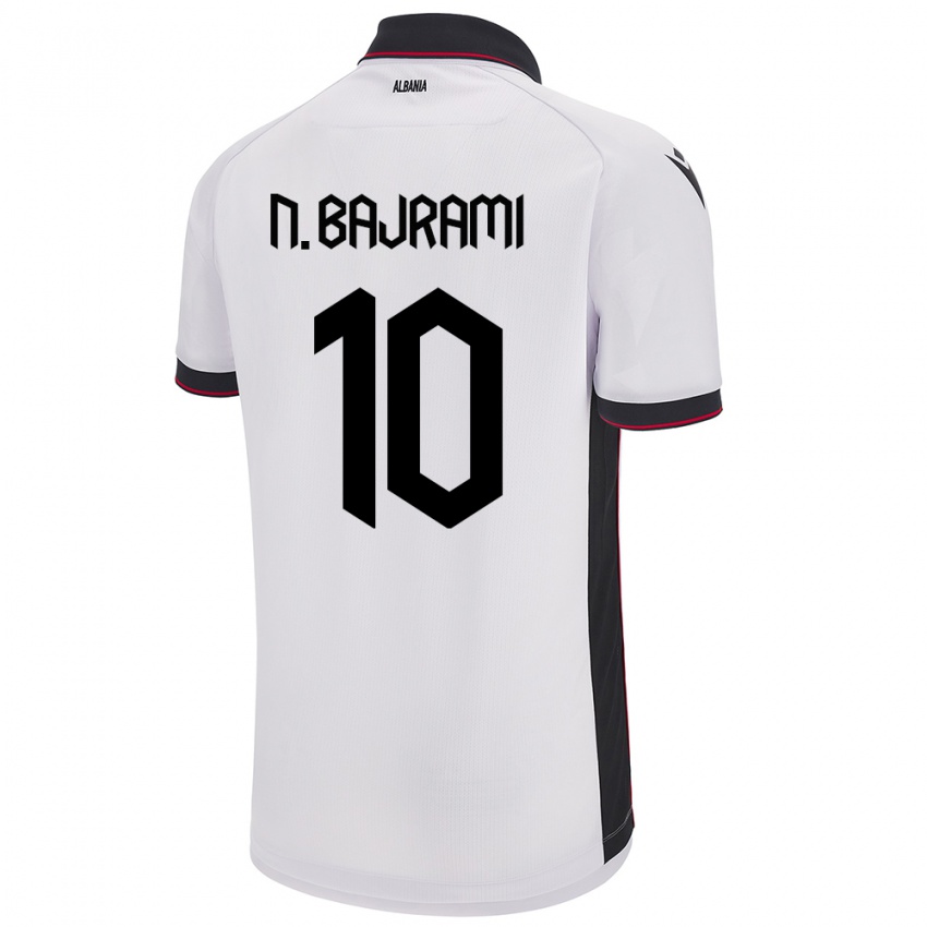 Női Albania Nedim Bajrami #10 Fehér Idegenbeli Jersey 24-26 Mez Póló Ing