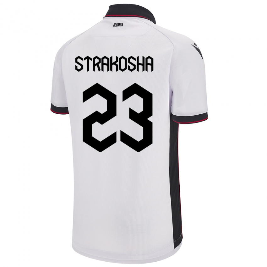 Női Albania Thomas Strakosha #23 Fehér Idegenbeli Jersey 24-26 Mez Póló Ing