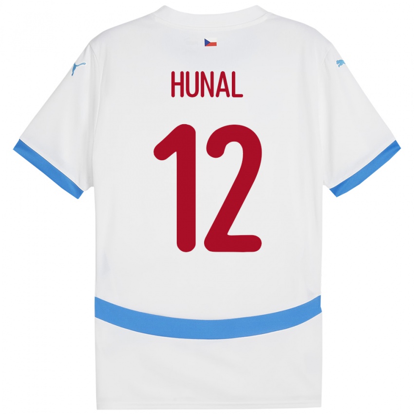 Női Csehország Eric Hunal #12 Fehér Idegenbeli Jersey 24-26 Mez Póló Ing