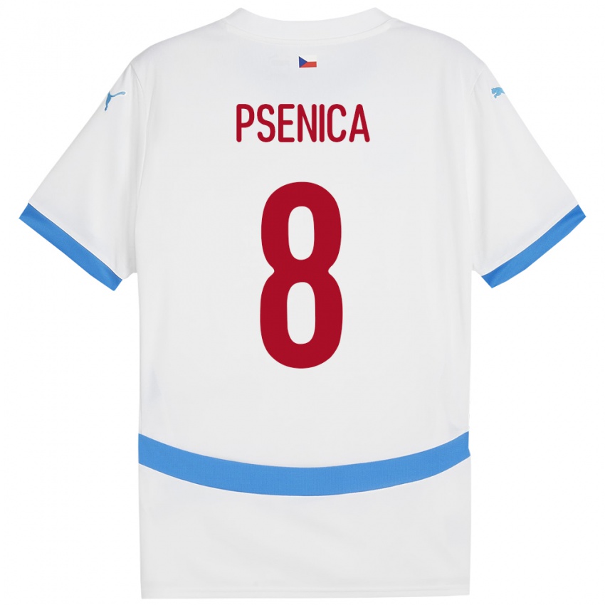 Női Csehország Jiri Psenica #8 Fehér Idegenbeli Jersey 24-26 Mez Póló Ing