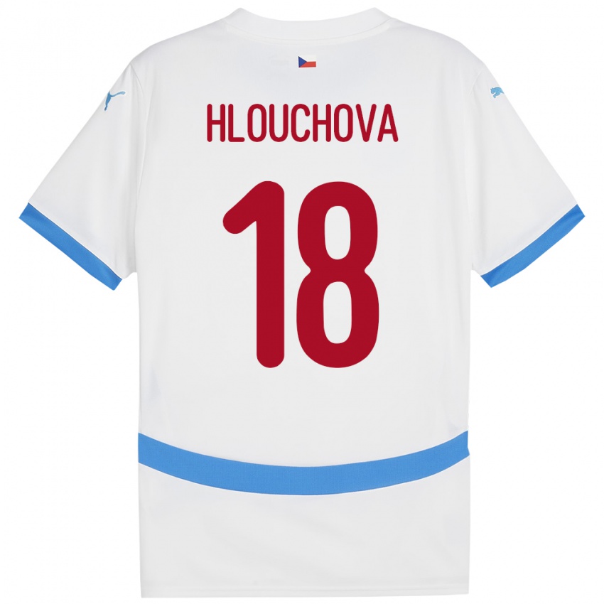 Női Csehország Radka Hlouchová #18 Fehér Idegenbeli Jersey 24-26 Mez Póló Ing