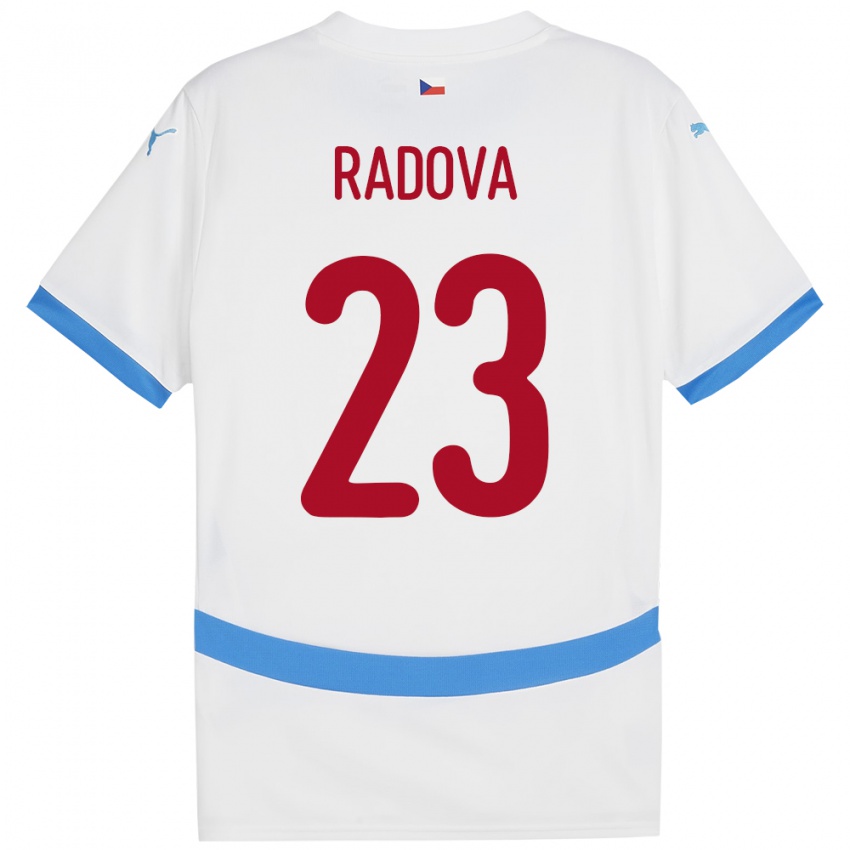 Női Csehország Michaela Radová #23 Fehér Idegenbeli Jersey 24-26 Mez Póló Ing