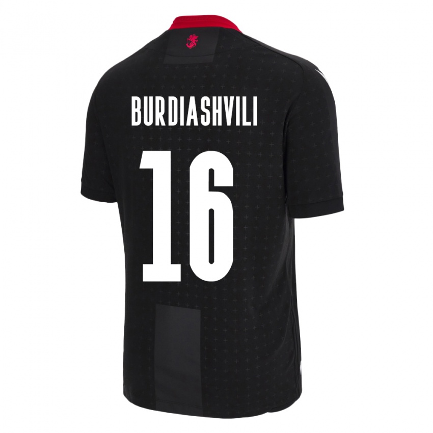 Női Grúzia Beka Burdiashvili #16 Fekete Idegenbeli Jersey 24-26 Mez Póló Ing