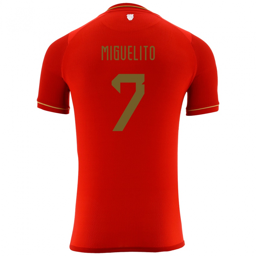 Női Bolívia Miguelito #7 Piros Idegenbeli Jersey 24-26 Mez Póló Ing