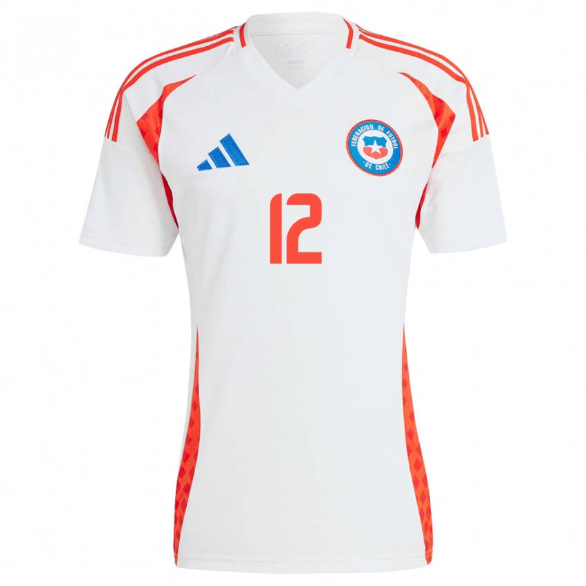 Női Chile Gabriel Arias #12 Fehér Idegenbeli Jersey 24-26 Mez Póló Ing