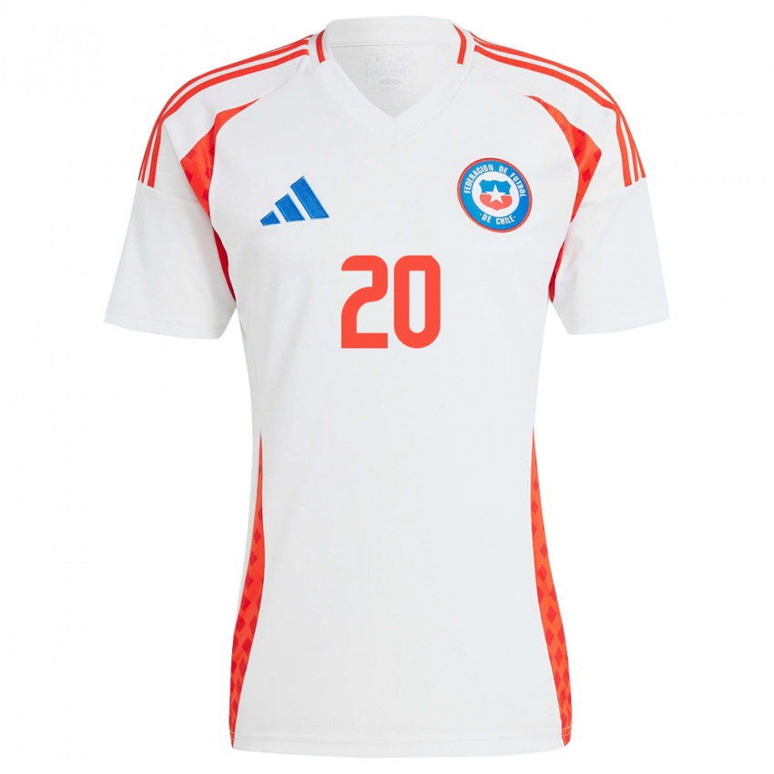 Női Chile Paloma Bustamante #20 Fehér Idegenbeli Jersey 24-26 Mez Póló Ing