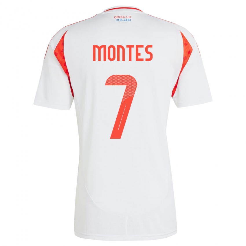 Női Chile Clemente Montes #7 Fehér Idegenbeli Jersey 24-26 Mez Póló Ing