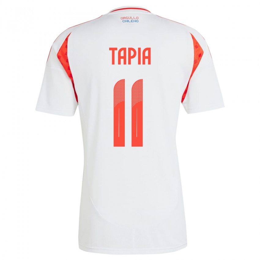 Női Chile Gonzalo Tapia #11 Fehér Idegenbeli Jersey 24-26 Mez Póló Ing