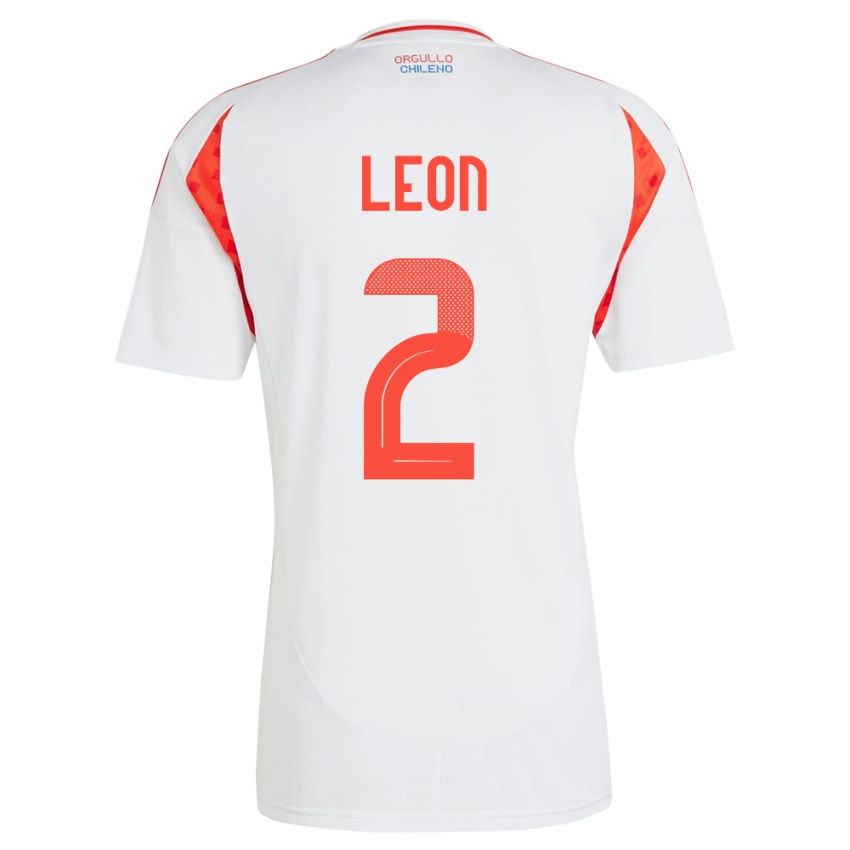 Női Chile Maicol León #2 Fehér Idegenbeli Jersey 24-26 Mez Póló Ing