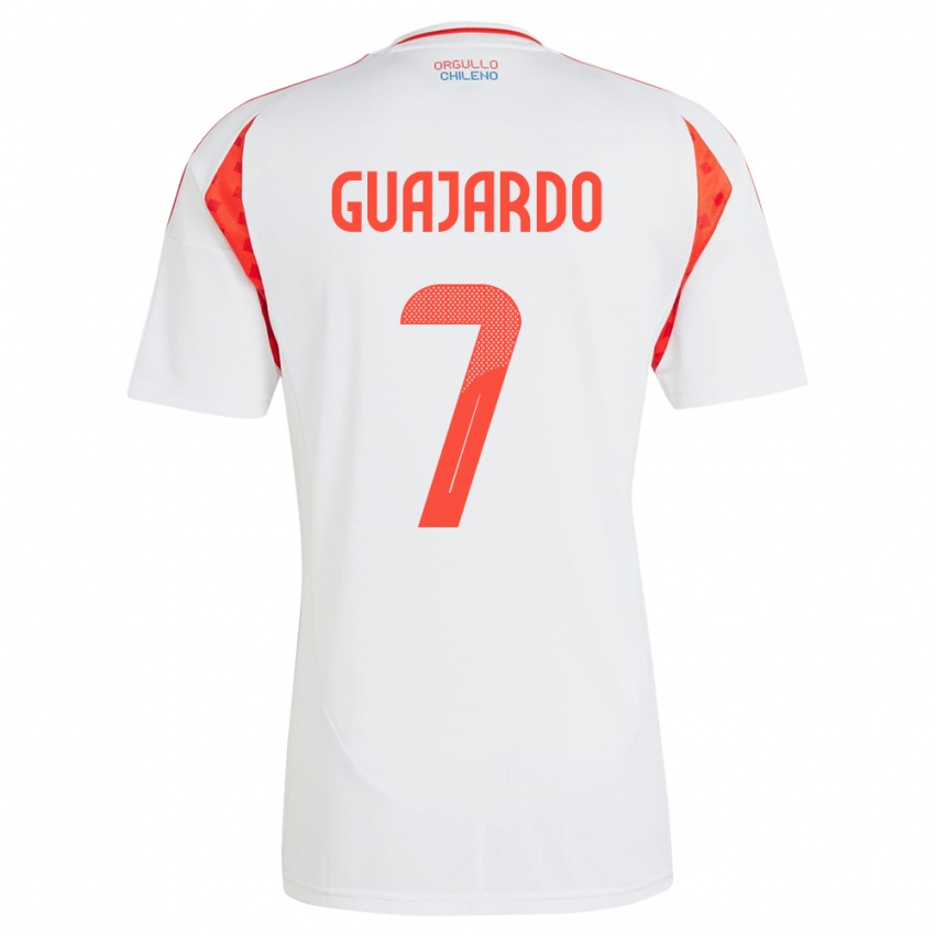 Női Chile Paolo Guajardo #7 Fehér Idegenbeli Jersey 24-26 Mez Póló Ing