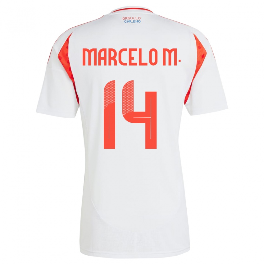 Női Chile Marcelo Morales #14 Fehér Idegenbeli Jersey 24-26 Mez Póló Ing