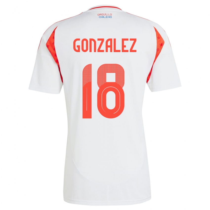 Női Chile Bryan González #18 Fehér Idegenbeli Jersey 24-26 Mez Póló Ing