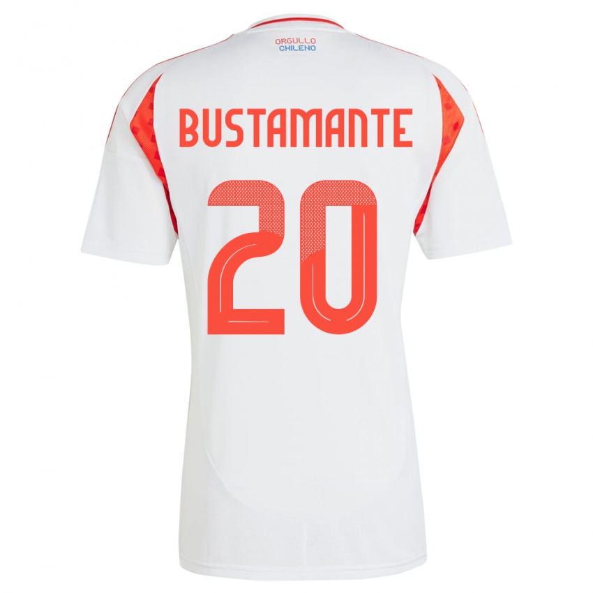 Női Chile Paloma Bustamante #20 Fehér Idegenbeli Jersey 24-26 Mez Póló Ing