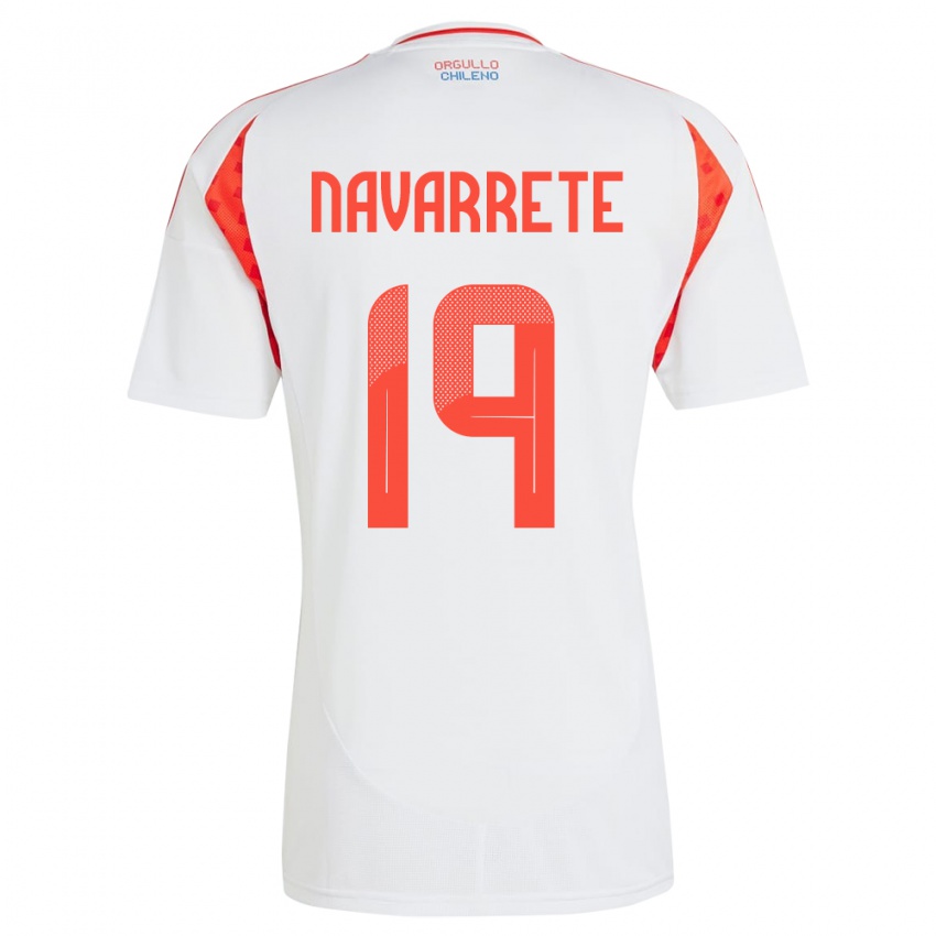 Női Chile Valentina Navarrete #19 Fehér Idegenbeli Jersey 24-26 Mez Póló Ing