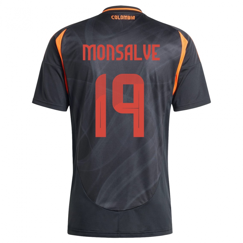 Női Kolumbia Miguel Monsalve #19 Fekete Idegenbeli Jersey 24-26 Mez Póló Ing