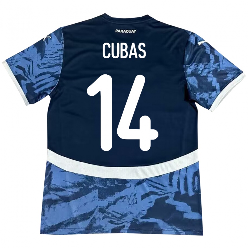 Női Paraguay Andrés Cubas #14 Kék Idegenbeli Jersey 24-26 Mez Póló Ing