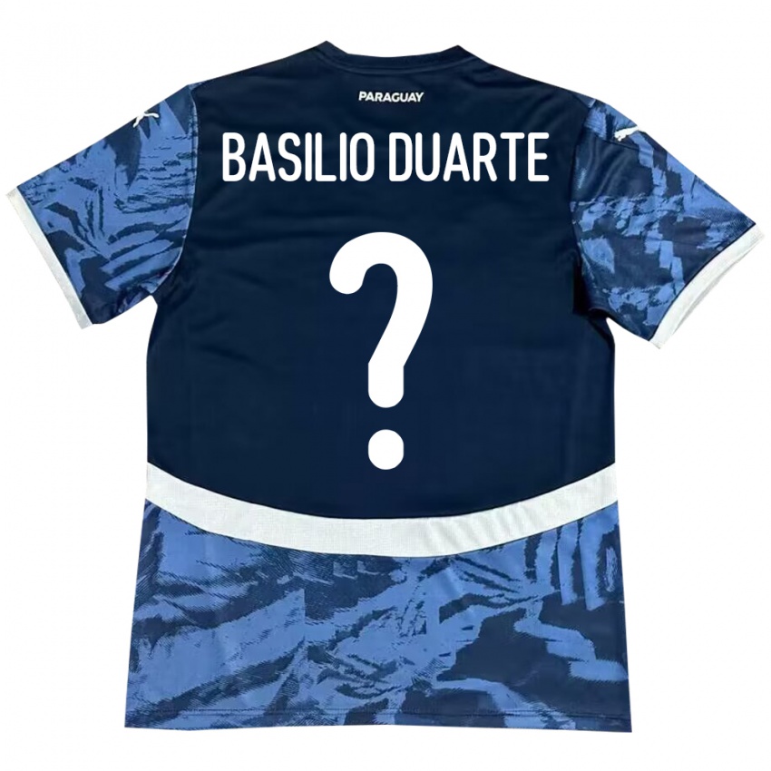 Női Paraguay Basilio Duarte #0 Kék Idegenbeli Jersey 24-26 Mez Póló Ing